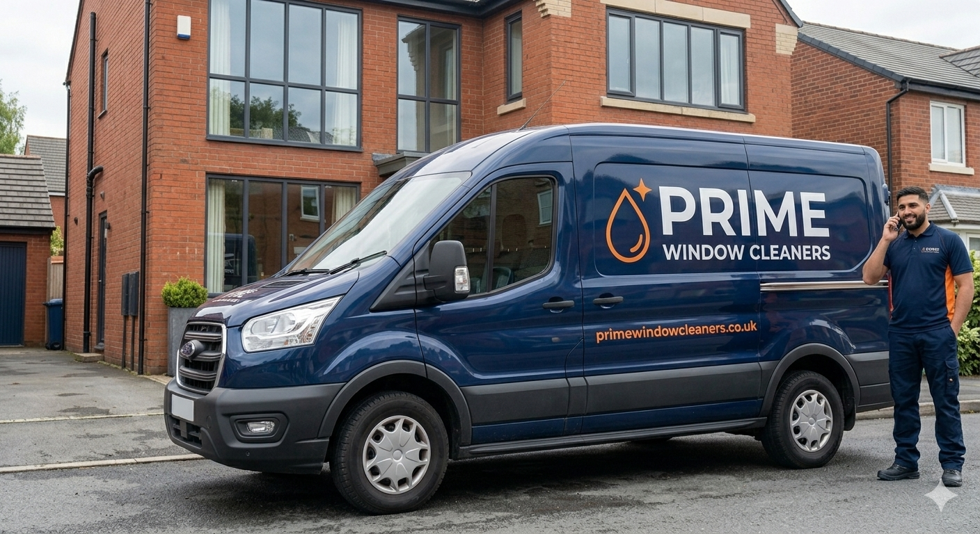 Gleaming clean windows on a Manchester red-brick home